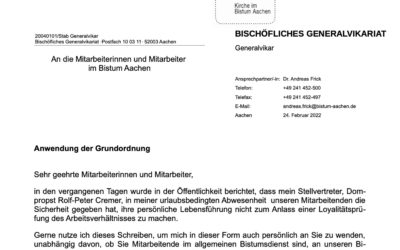 Der Brief des Generalvikars zur Anwendung der Grundordnung