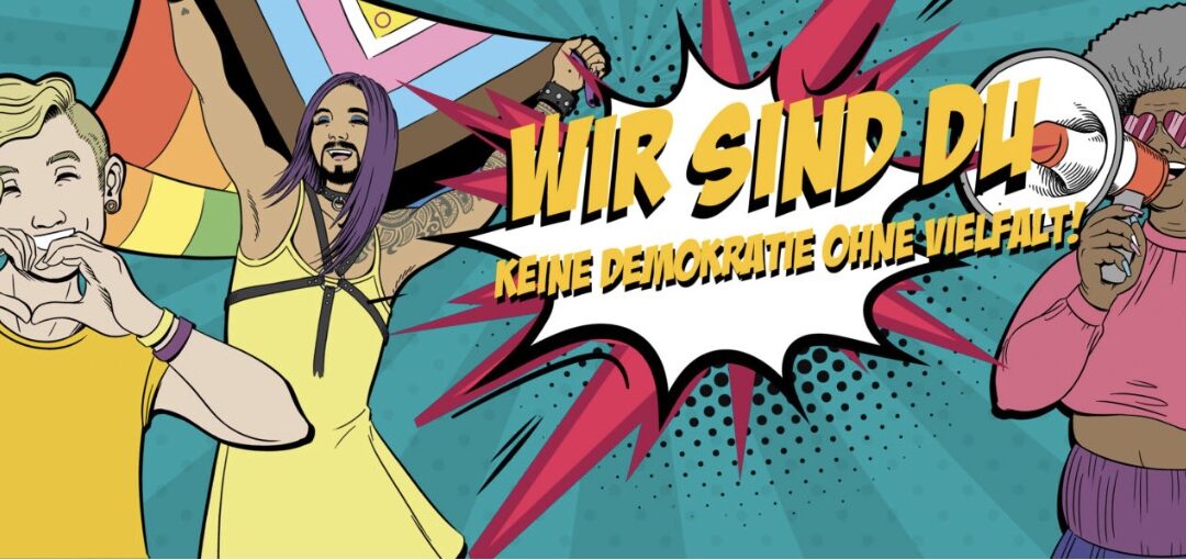 „WIR SIND DU – Keine Demokratie ohne Vielfalt.“ – CSD in Aachen, 11.-13.8.2023